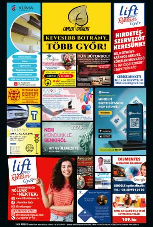Apróhirdetés, Lift reklám-Győr